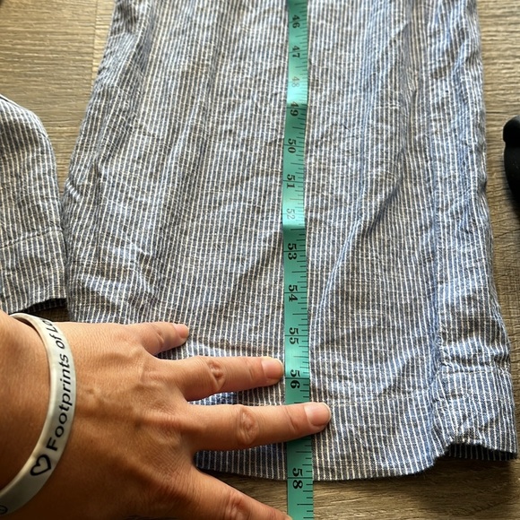 Japna Wide Leg Open Back Sleeveless Cotton Blue White Striped Jumpsuit, Size M - Picture 8 of 16